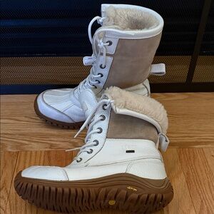UGG White and Tan Winter Boots